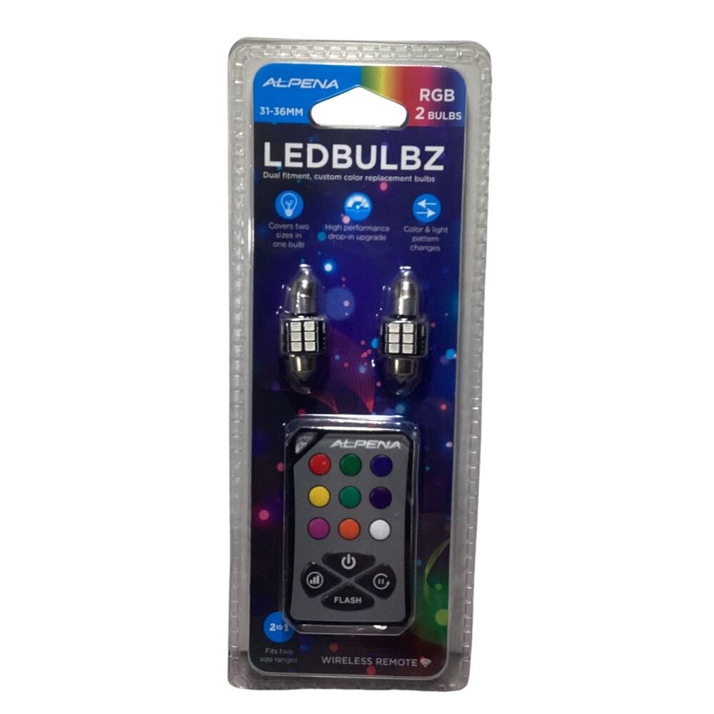 Alpena LEDBULBZ RGB 2 Bulbs with Remote 31-63MM Brand New Sealed Package